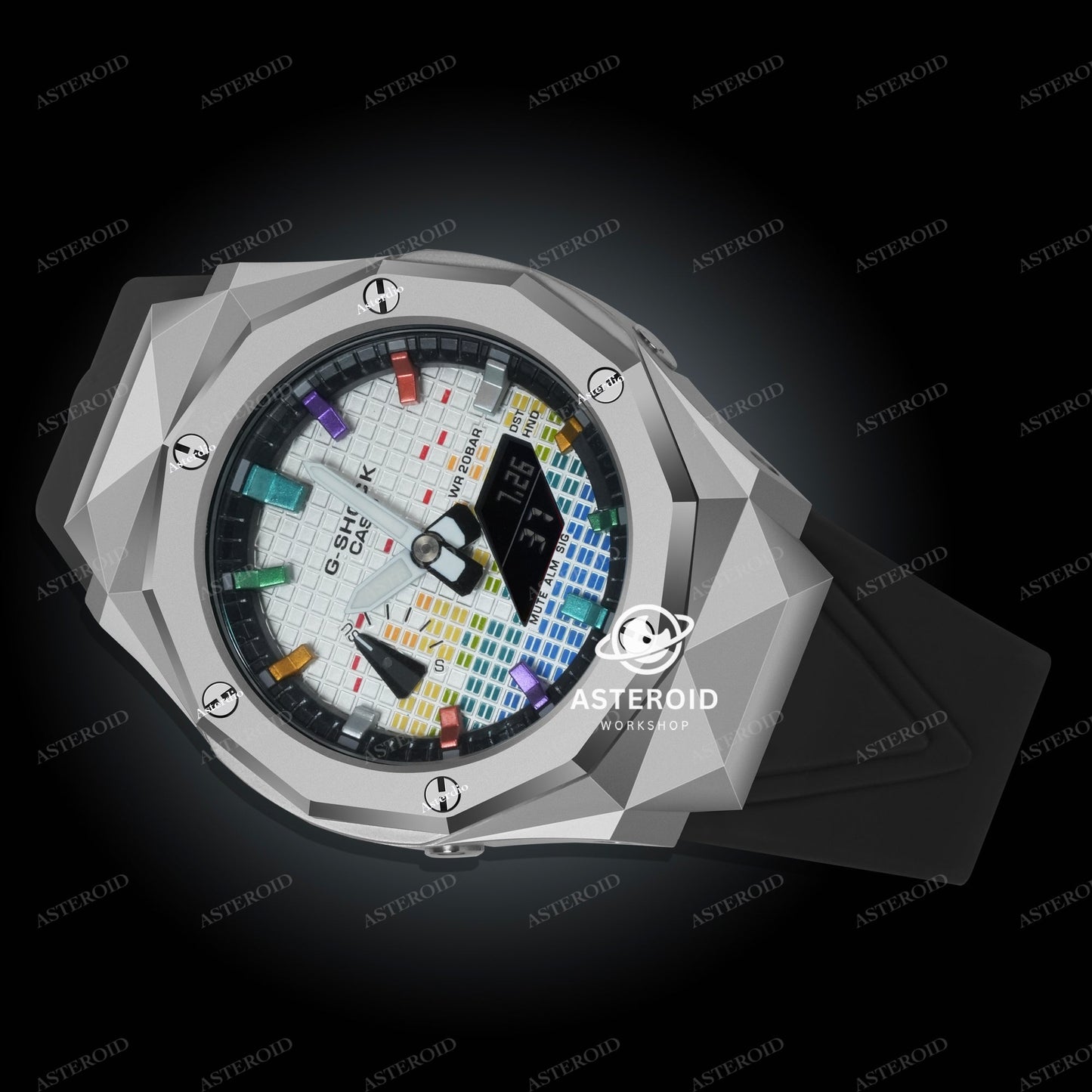 Silver Case Black Strap Rainbow Time Mark Music Dial