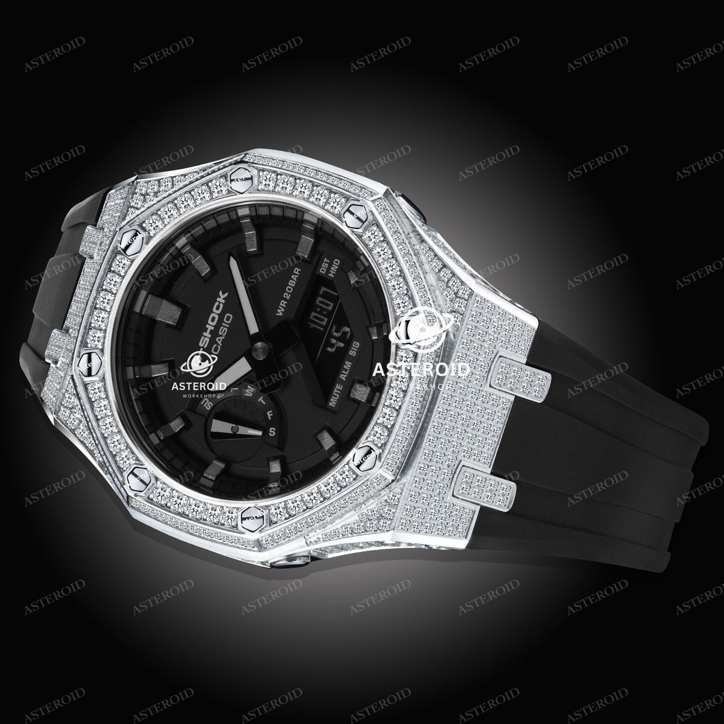 Diamond Case Black Strap Black Time Mark Black Dial