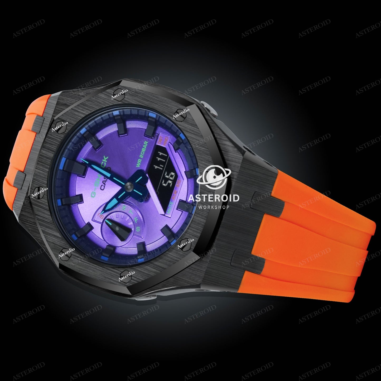 Black Case Rubber Strap Original Time Mark Purple Dial