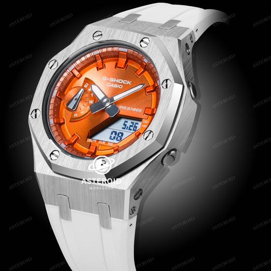 Silver Case Rubber Strap Orange Time Mark Orange Dial (42mm)