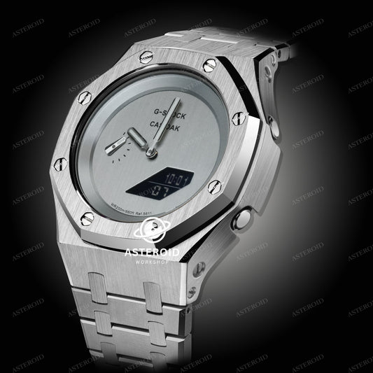 Silver Case Metal Strap Silver Dial