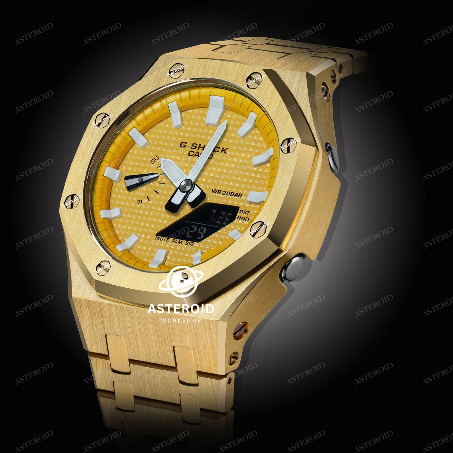 Gold Case Metal Strap Yellow White Time Mark Yellow Dial