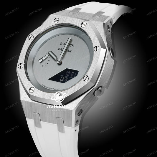 Silver Case White Strap Silver Dial