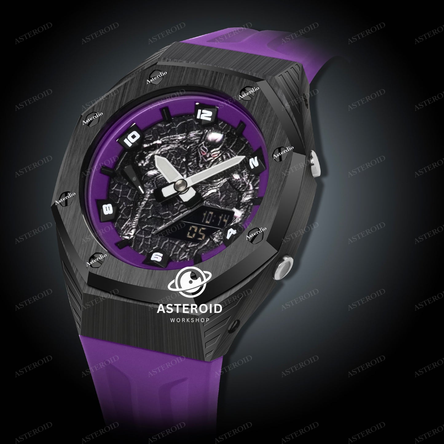 Black Case Purple Strap Black Panther Dial