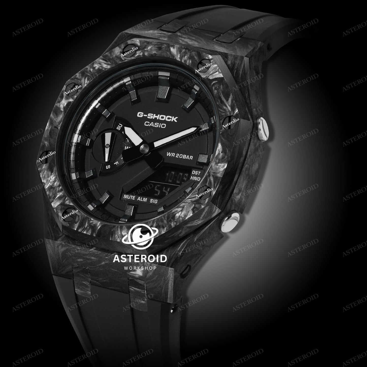 Carbon Fiber Case Black Strap Black Time Mark Black Dial