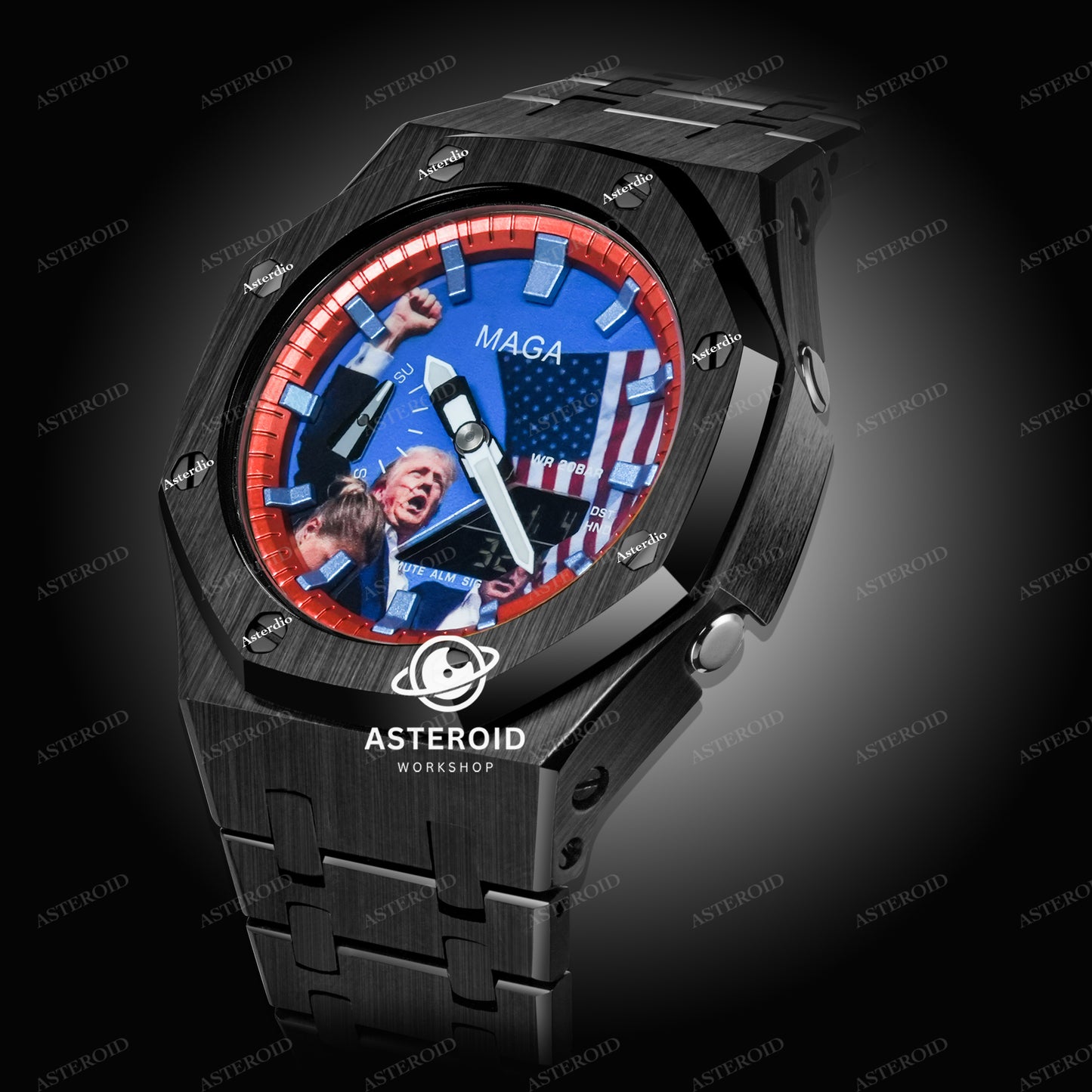 Black Case Metal Strap Mega Dial