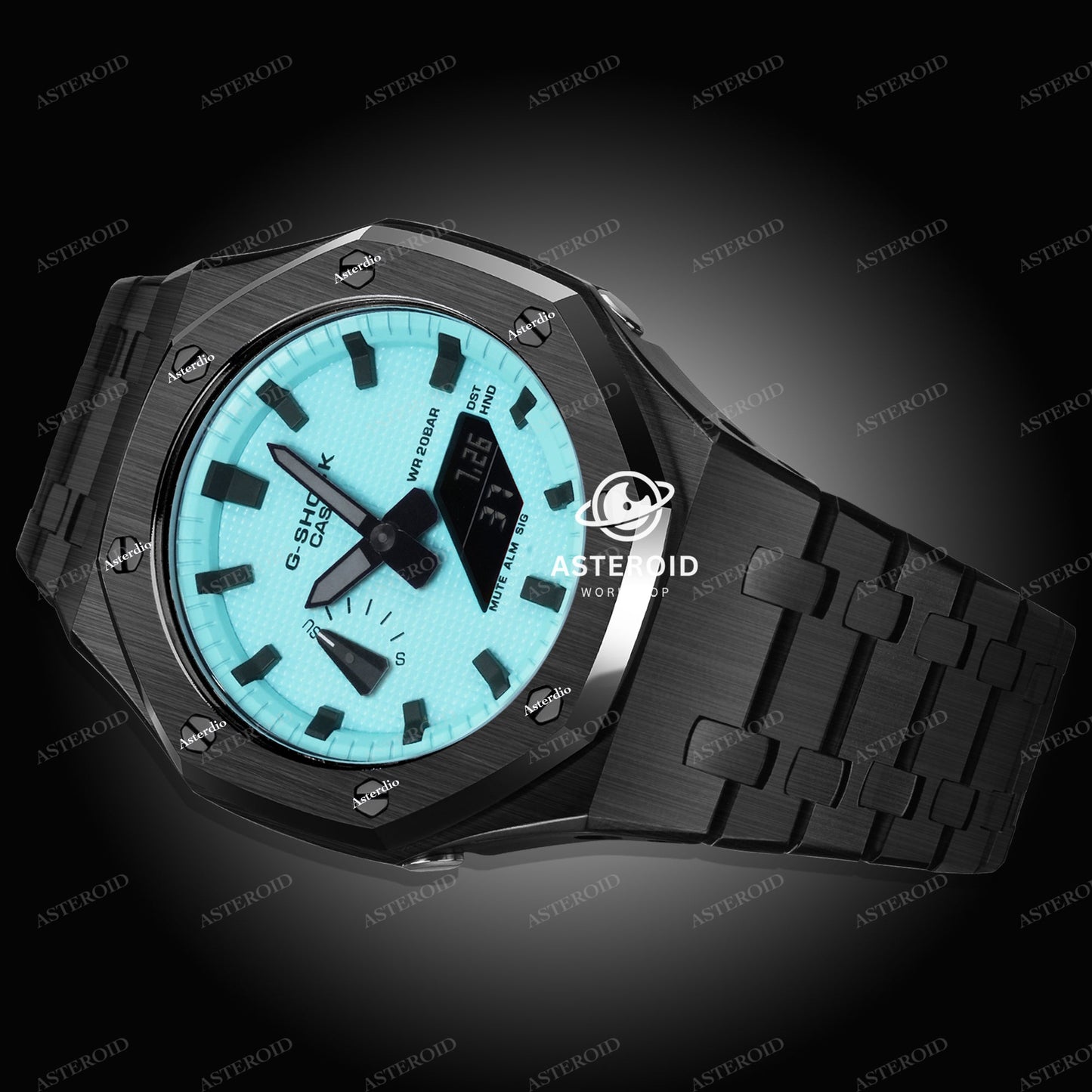 Black Case Metal Strap Tiffany Black Time Mark Tiffany Dial