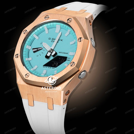 Rose Gold Case White Strap Tiffany White Time Tiffany Dial