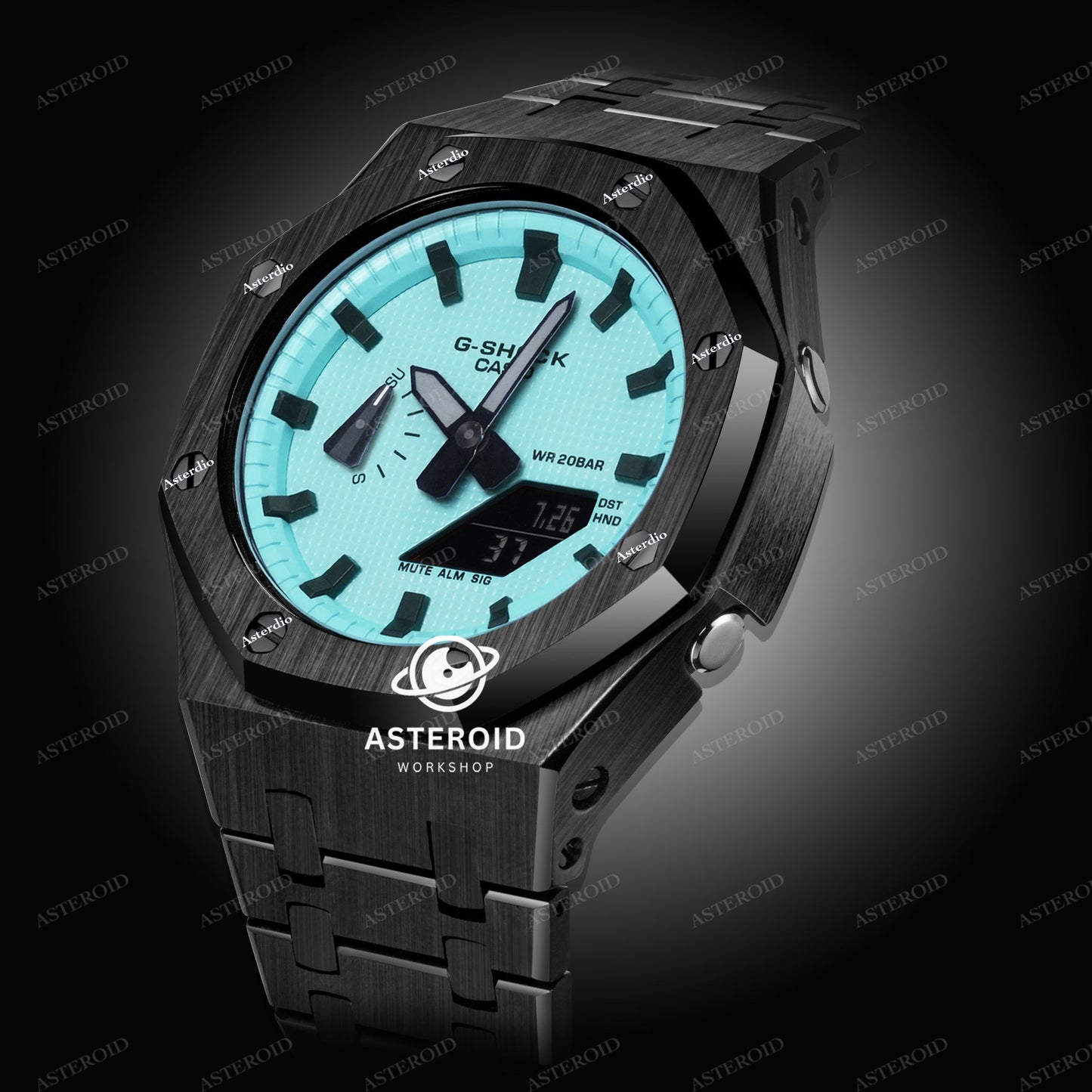 Black Case Metal Strap Tiffany Black Time Mark Tiffany Dial